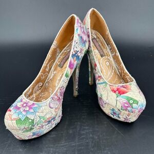 Dollhouse Lornah WOMENS Multicolor Floral Sequins 5.5" Stilettos SIZE 6.5